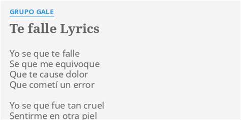 te falle lyrics